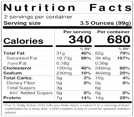 Nutrition Facts for Mac & Cheese - 14oz