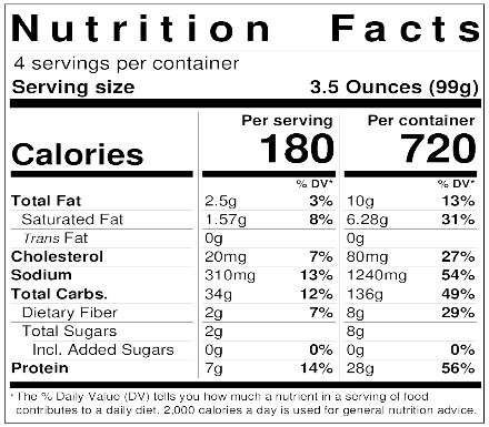 Nutrition Facts for Sweet Corn and Caramelize Onion Ravioli - 14oz