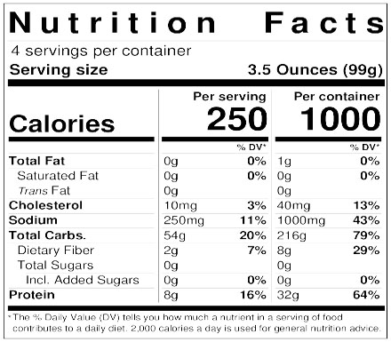 Nutrition Facts for Squid Ink Spaghetti - 